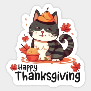 Thanksgiving cat Sticker